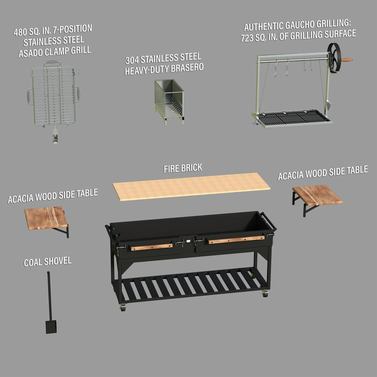 Nouveauté 2026 – Barbecue argentin Santa Maria XL à bois et charbon de bois Backyard Discovery , avec pince Asado