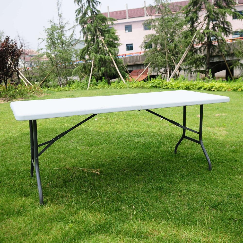 Nouveauté 2026 – Ensemble table et chaises pliantes en plastique noir Ktaxon , 1,83 m (6 pi), blanc, et lot de 10