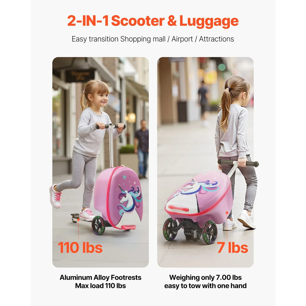 Nouveauté 2026 – Valise-trottinette enfant KFFKFF , capacité 20 L, avec roues lumineuses en PU, poignée réglable et antidérapante, pliable et légère, idéale pour les enfants de 5 ans et plus, couleur violette