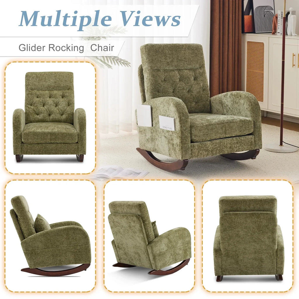 Nouveauté 2026 – Fauteuil à bascule Ktaxon , fauteuil de lecture inclinable, confortable, revêtu de velours peluche, canapé à bascule une place, beige, idéal pour le salon, la chambre d'enfant ou la chambre à coucher