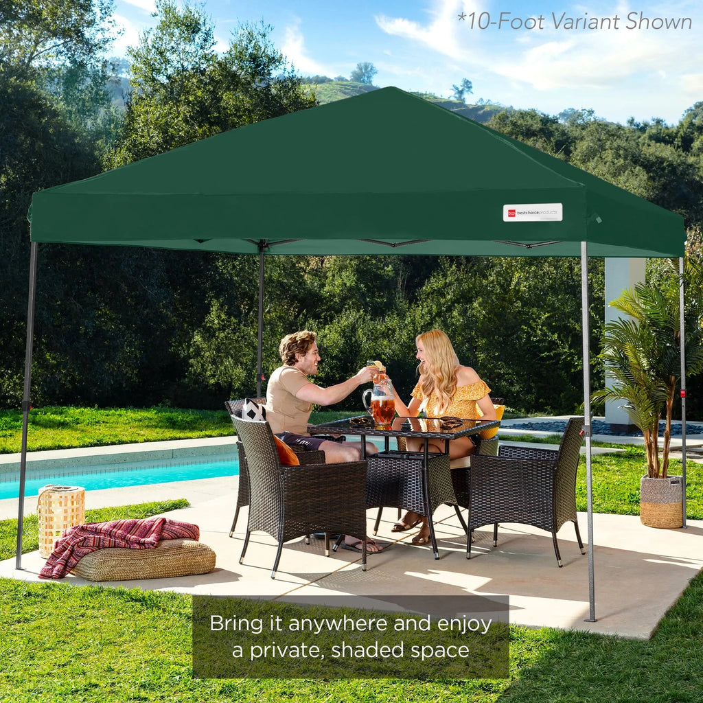 Nouveauté 2026 – Best Choice Products 3,66 m x 3,66 m - Abri pliant facile à monter avec installation en un clic, sac à roulettes et 4 sacs de lestage - Bleu marine