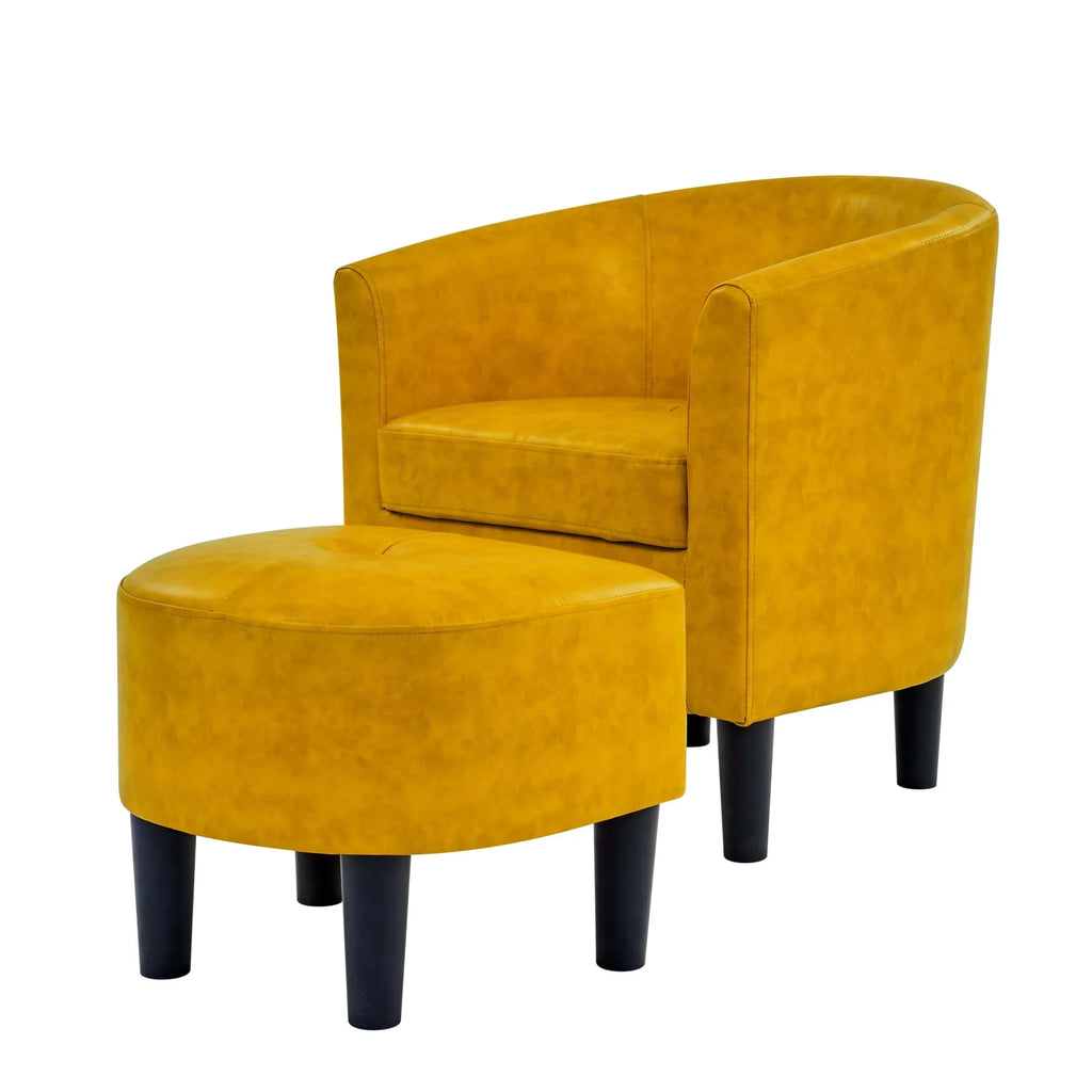 Nouveauté 2026 – Fauteuil d'appoint en velours beige Bonzy Home avec repose-pieds pour salon