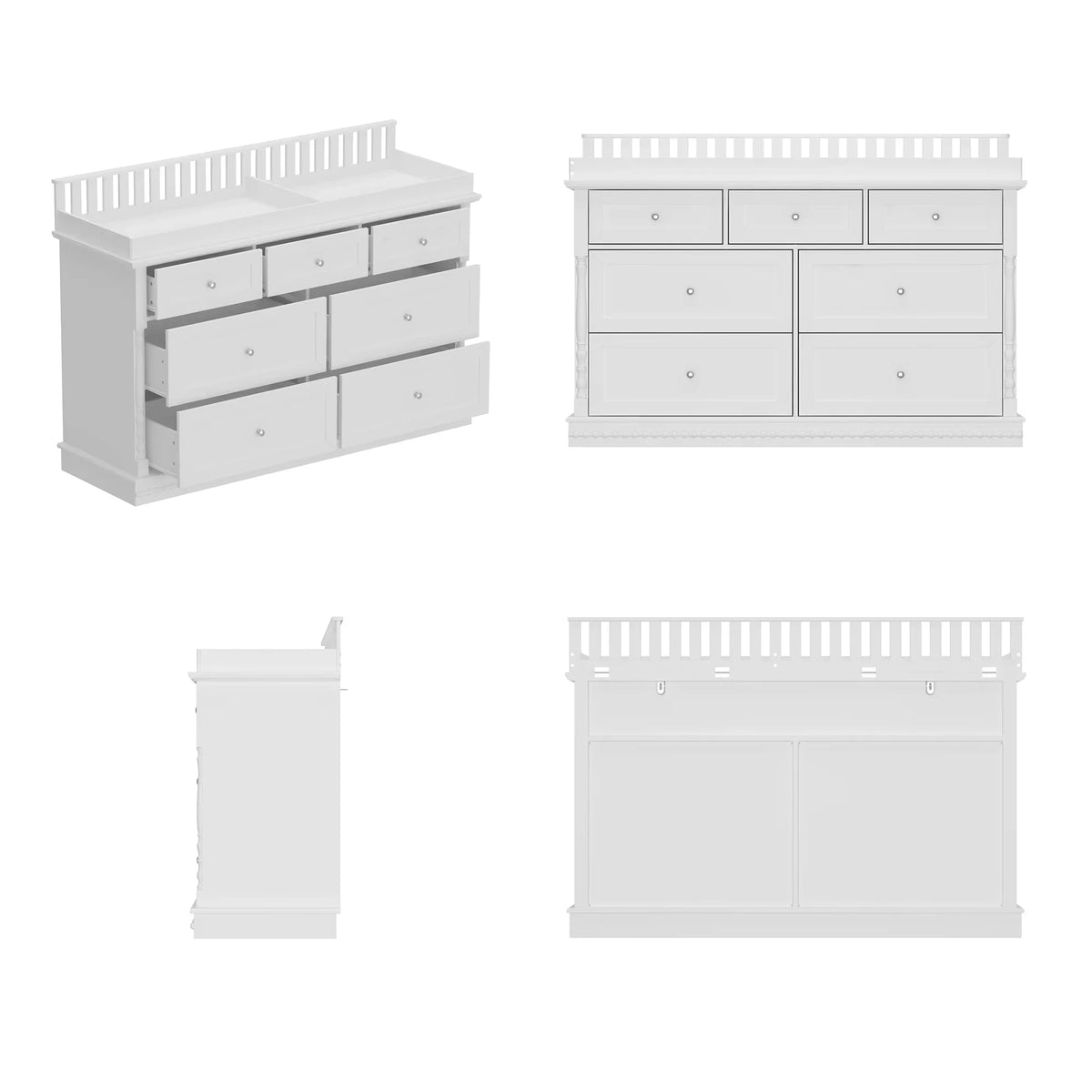 Nouveauté 2026 – Table à langer/commode pour chambre de bébé OXYLIFE , 114 cm (45 po), avec 4 tiroirs et une étagère, blanche