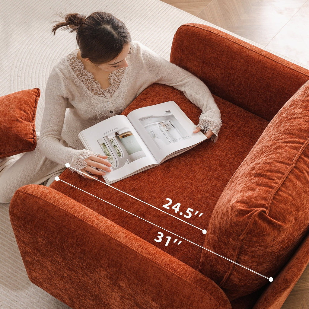 Nouveauté 2026 – Fauteuil d'appoint surdimensionné Rexulqo avec rangement intégré, confortable pour le salon, livré avec 2 coussins décoratifs, fauteuil rembourré style milieu du siècle, assise profonde de 62 cm, fauteuil de lecture pour chambre ou b