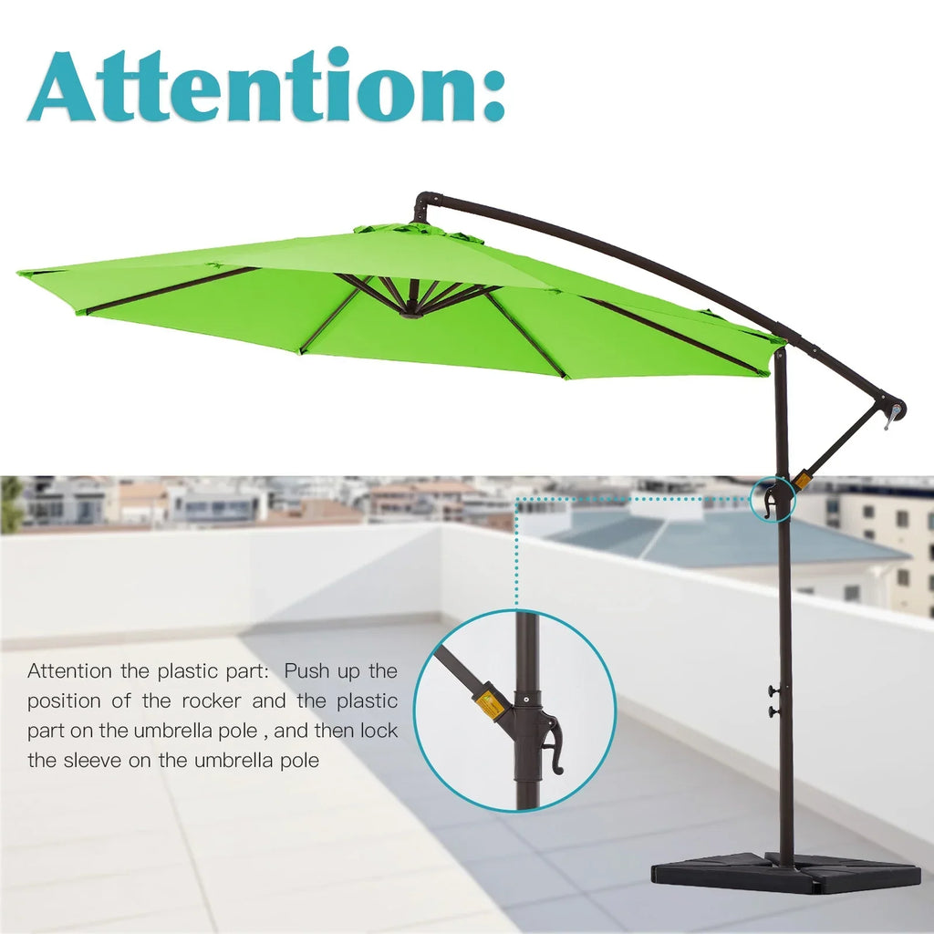 Nouveauté 2026 – Parasol déporté suspendu JUSTLET de 3 m (10 pi) robuste avec base en 4 pièces incluse, beige