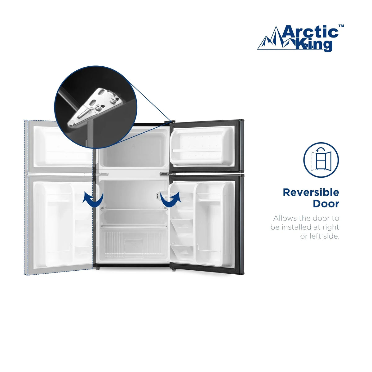 Nouveauté 2026 – Mini-réfrigérateur à deux portes Arctic King 3,2 pi³ avec congélateur, acier inoxydable, E-Star