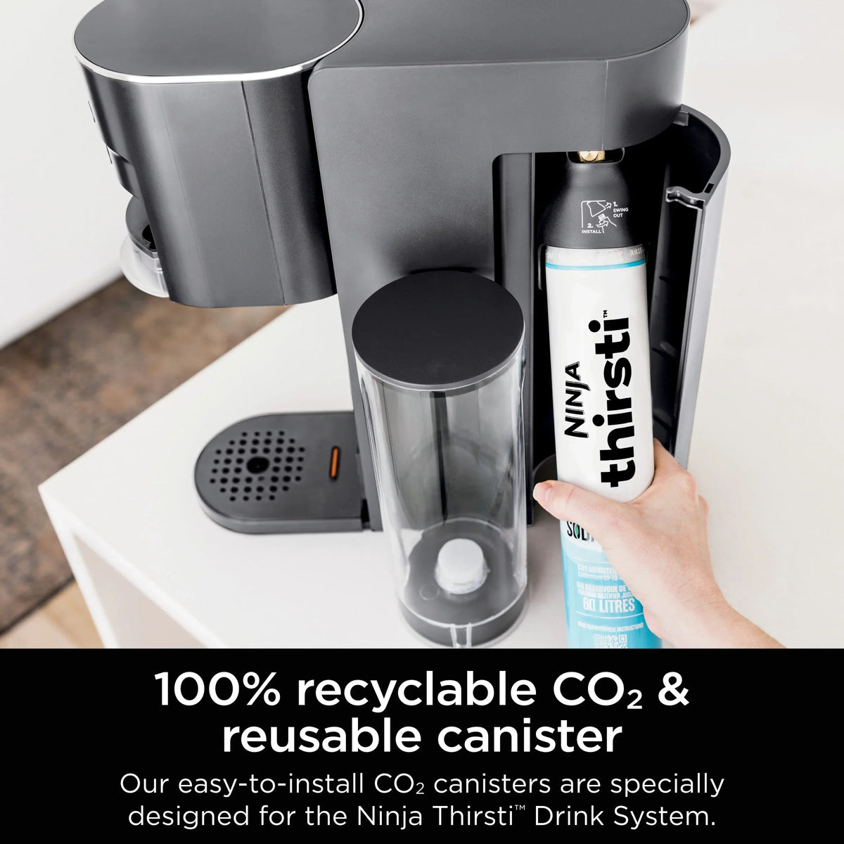 Nouveauté 2026 – Système de boissons Ninja Thirsti : kit complet de personnalisation pour boissons plates et gazeuses avec cartouche de CO2, arômes et réservoir de 1,4 litre