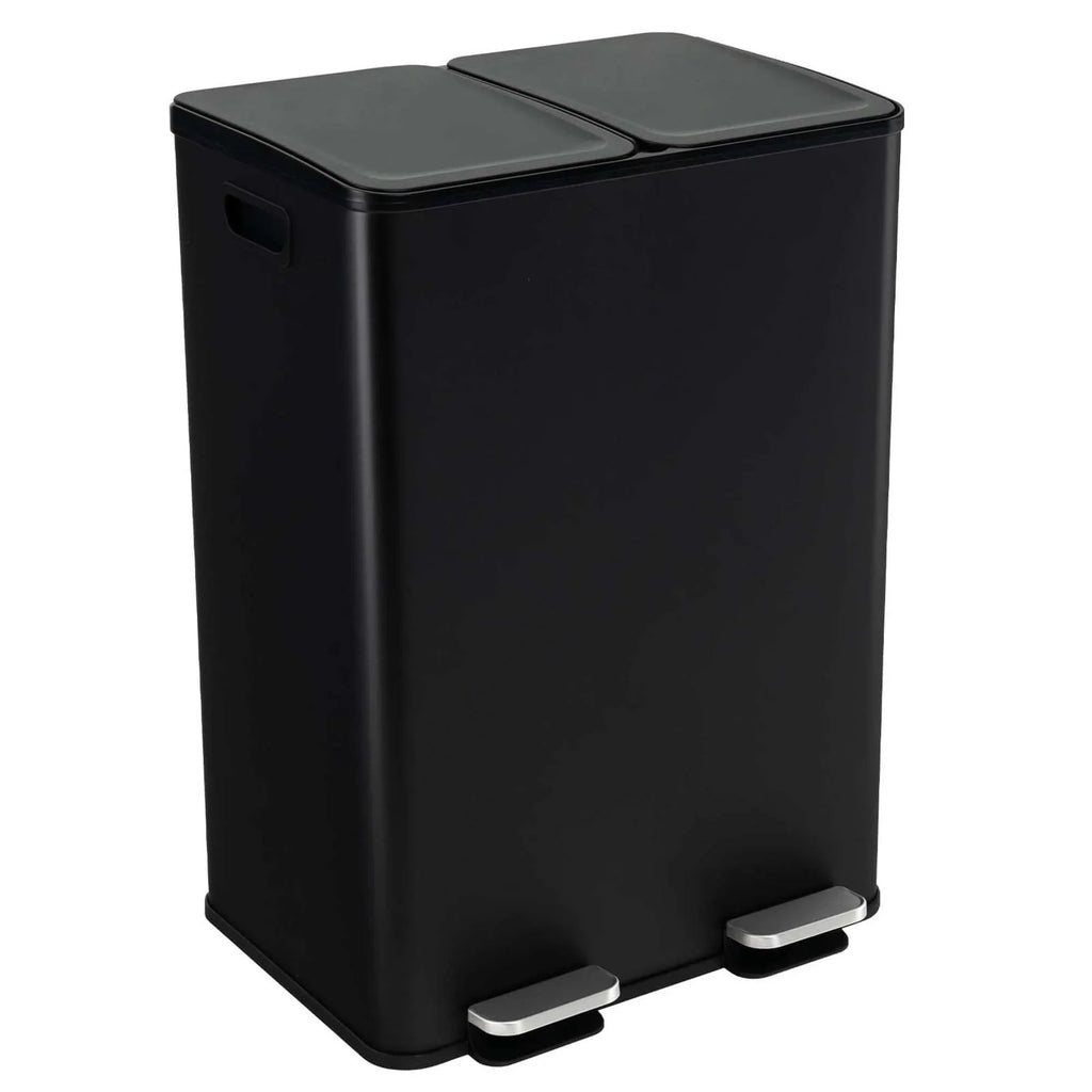 Nouveauté 2026 – Poubelle à pédale double marche Costway 16 gallons (60 litres) argentée, en acier inoxydable