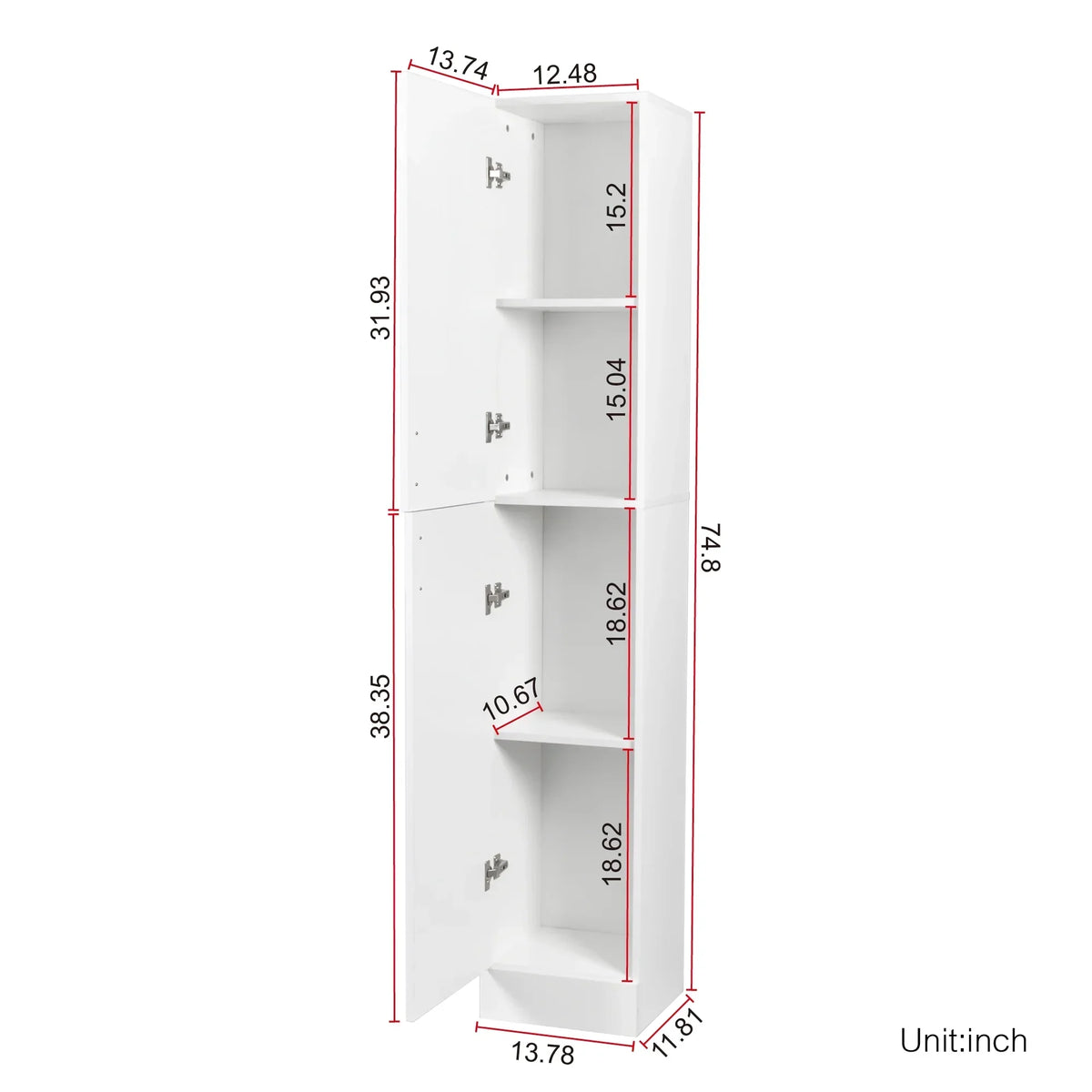Nouveauté 2026 – Armoire de rangement haute Slim , meuble garde-manger avec portes et étagères, idéale pour les petits espaces (cuisine, salon, salle de bain