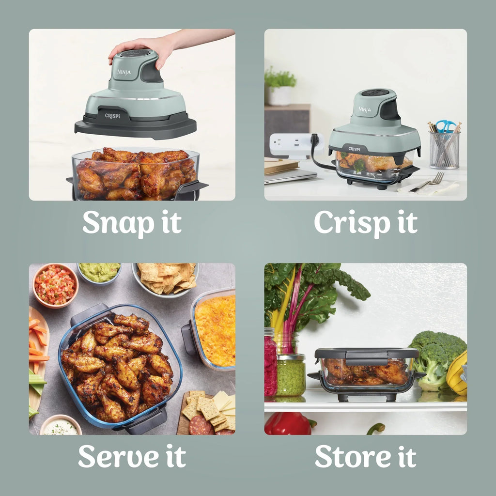 Nouveauté 2026 – Friteuse à air portable Ninja Crispi 4-en-1 en verre , récipients de 4 pintes et 6 tasses, Cyberspace