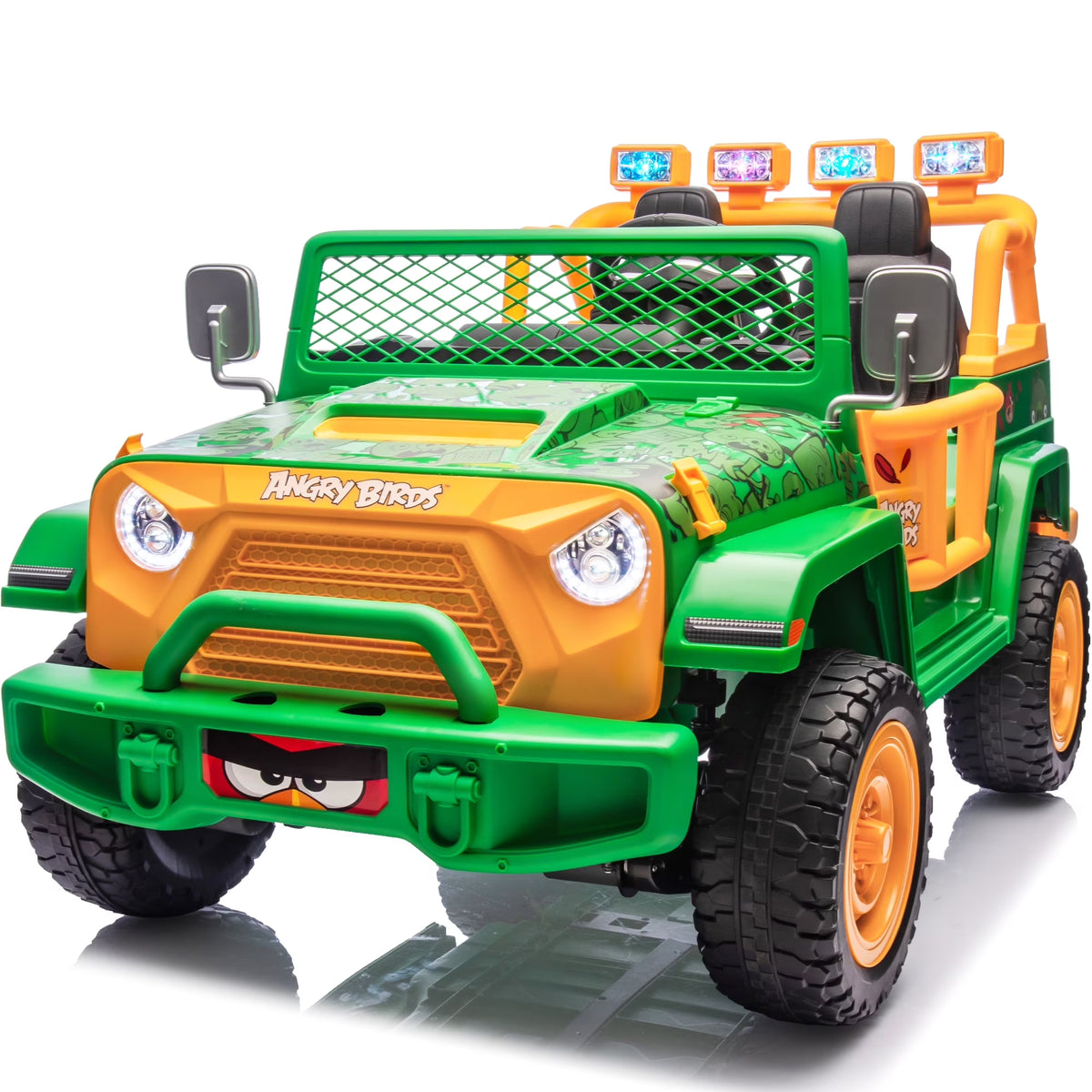 Nouveauté 2026 – Joyracer , véhicule électrique 24 volts pour enfants de 3 à 8 ans, sous licence Angry Birds, avec télécommande, pelle, Bluetooth, phares et roues motorisées. Convient aux enfants jusqu'à 60 kg (130 lbs). Couleur verte