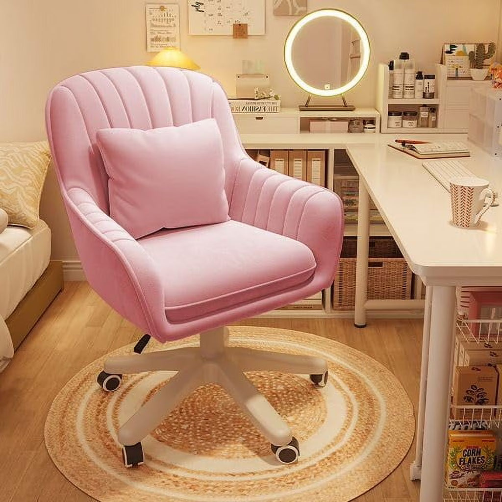 Nouveauté 2026 – Fauteuil de bureau Home , chaise d'ordinateur avec dossier mi-haut capitonné, style moderne, pivotante et réglable en hauteur, en velours blanc