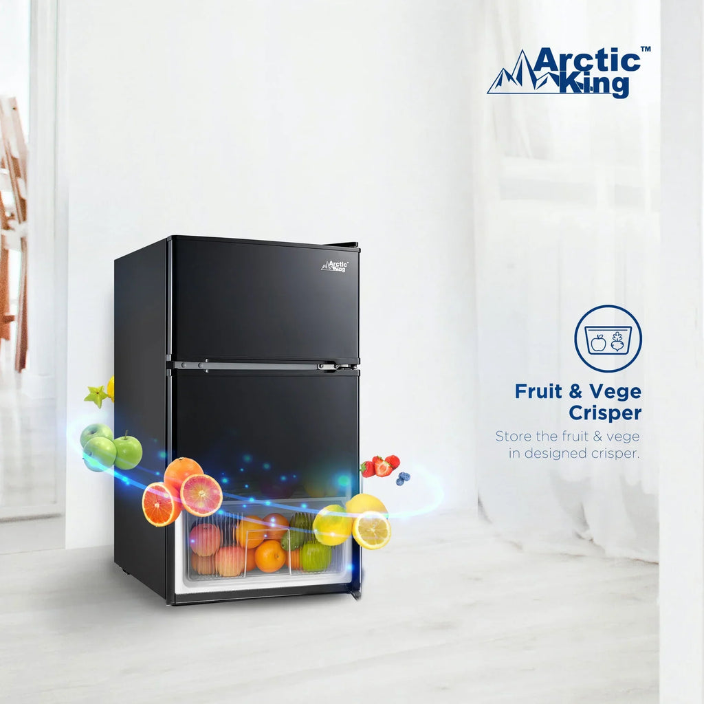 Nouveauté 2026 – Mini-réfrigérateur à deux portes Arctic King 3,2 pi³ avec congélateur, acier inoxydable, E-Star