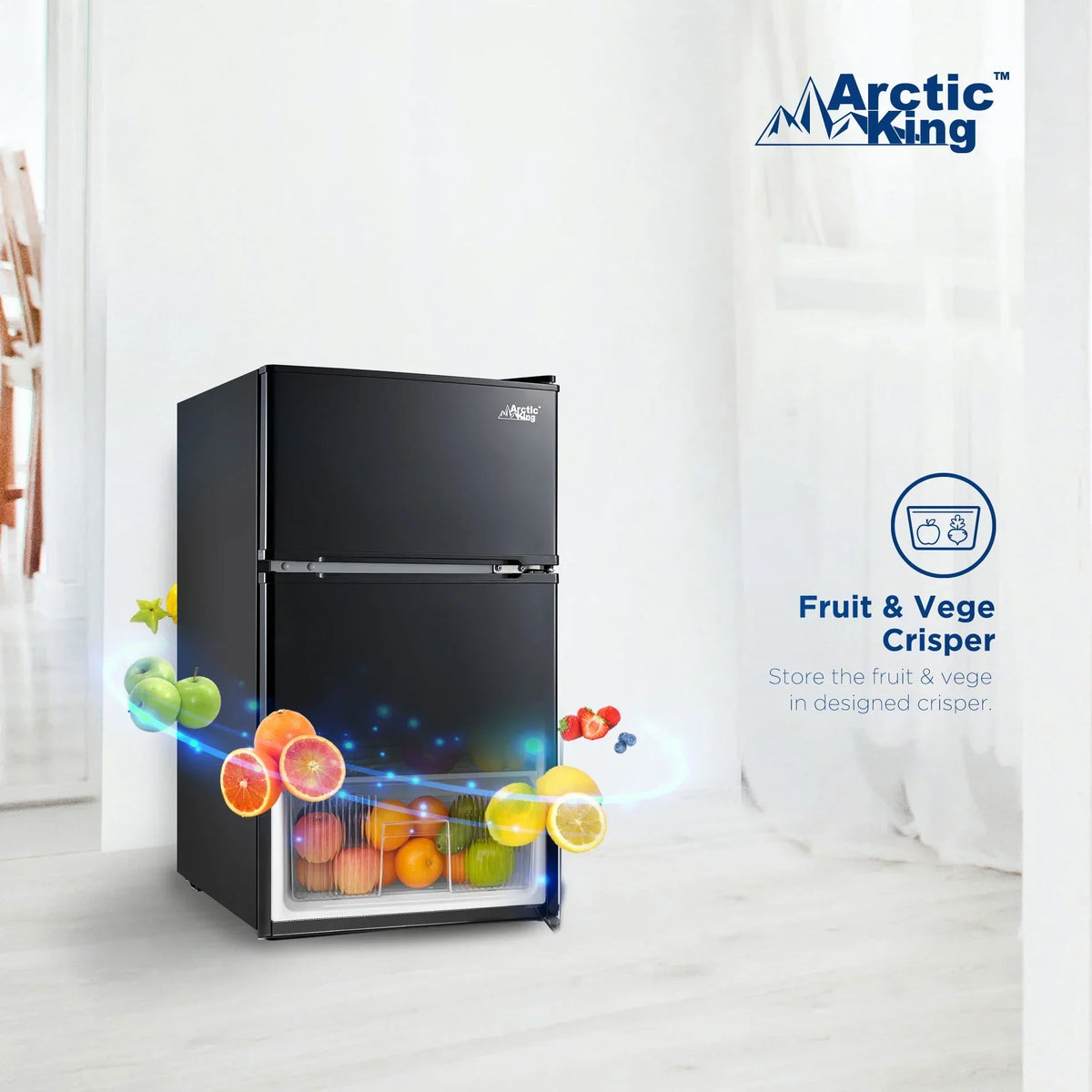 Nouveauté 2026 – Mini-réfrigérateur à deux portes Arctic King 3,2 pi³ avec congélateur, acier inoxydable, E-Star