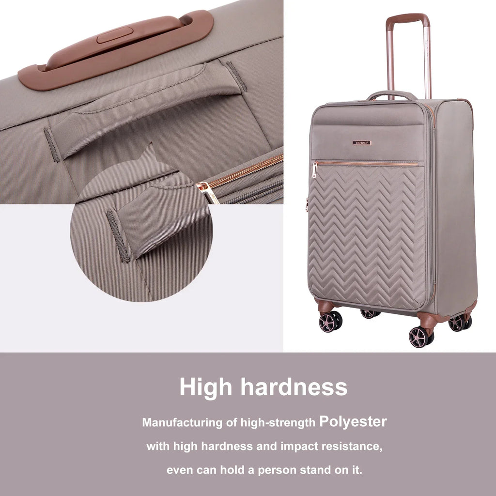 Nouveauté 2026 – Ensemble de 4 bagages Travelhouse : valise souple extensible et légère avec doubles roulettes multidirectionnelles (noir
