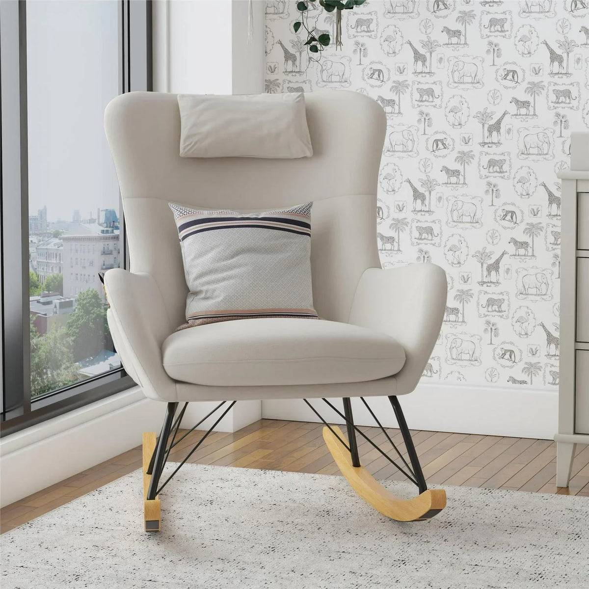 Nouveauté 2026 – Transat Baby Relax Robbie avec poches de rangement. Lin beige
