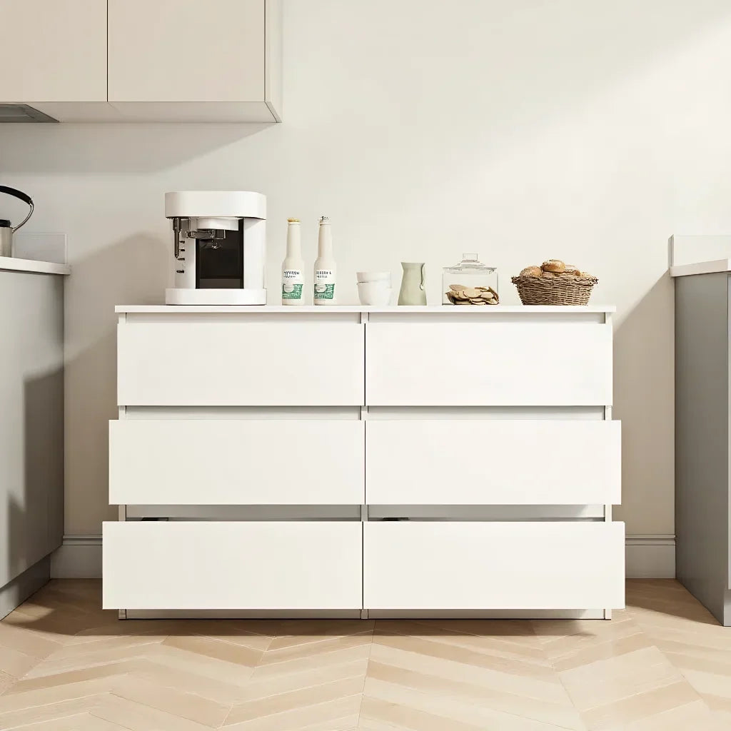 Nouveauté 2026 – Commode moderne Kadyn à 6 tiroirs, meuble en bois, commode pour chambre, meuble de rangement de cuisine avec tiroirs, commode (noire