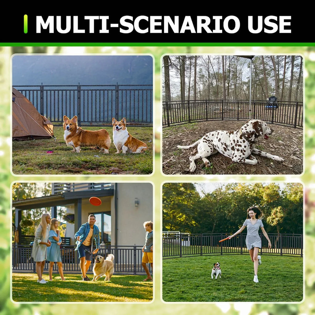 Nouveauté 2026 – Clôture décorative pour jardin Petorldog , 22 m x 1 m, 28 panneaux + 4 portails, clôture métallique anti-creusement pour chiens | Noir et argent