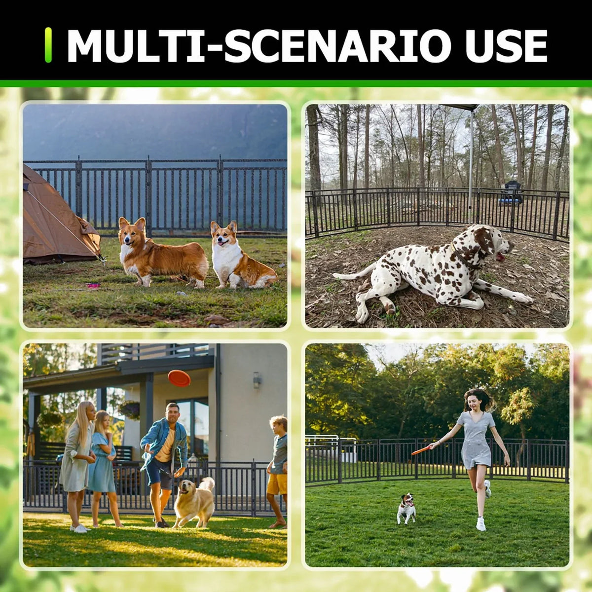 Nouveauté 2026 – Clôture décorative pour jardin Petorldog , 22 m x 1 m, 28 panneaux + 4 portails, clôture métallique anti-creusement pour chiens | Noir et argent