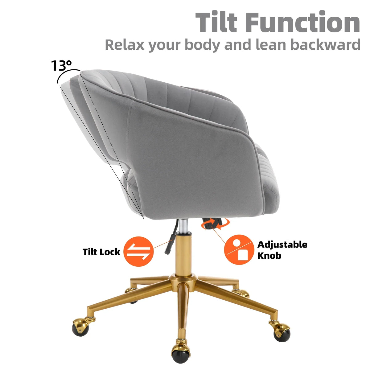 Nouveauté 2026 – Chaise de bureau Westice , chaise de travail en velours, chaise pivotante réglable en hauteur avec base dorée, idéale pour coiffeuse, bureau, salon ou salle informatique, beige