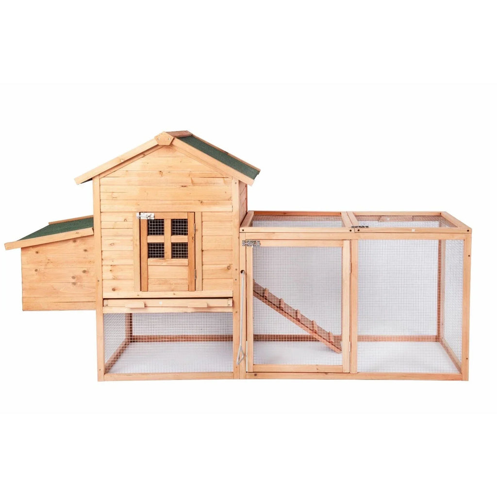 Nouveauté 2026 – Poulailler d'extérieur moyen en bois de 203 cm (80 pouces) avec nichoir, cage à volailles et clapier pour animaux de compagnie