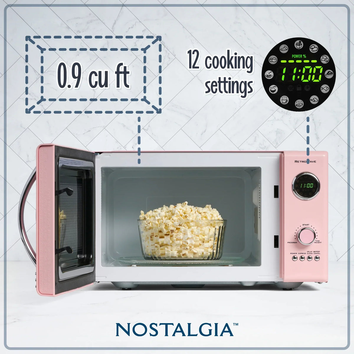 Nouveauté 2026 – Four à micro-ondes de comptoir Nostalgia Retro , 0,9 pi³, 800 watts, bleu turquoise