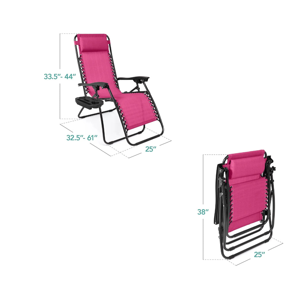 Nouveauté 2026 – Ensemble de 2 fauteuils inclinables zéro gravité Best Choice Products pour terrasse et piscine avec porte-gobelet - Gris