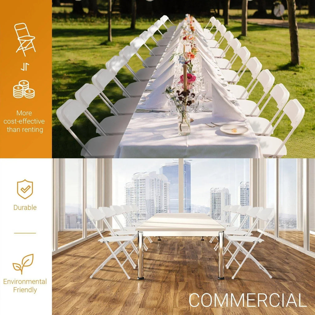 Nouveauté 2026 – Ktaxon Lot de 10 chaises pliantes empilables en plastique blanc, idéales pour les mariages et les fêtes d'adultes