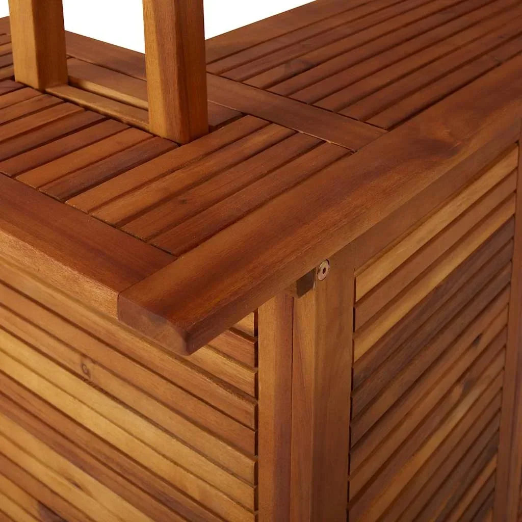 Nouveauté 2026 – Table de bar de patio vidaXL avec plateau en bois d'acacia massif, 113 x 106 x 217 cm