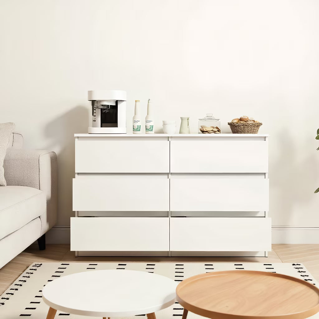 Nouveauté 2026 – Commode moderne Kadyn à 6 tiroirs, meuble en bois, commode pour chambre, meuble de rangement de cuisine avec tiroirs, commode (noire
