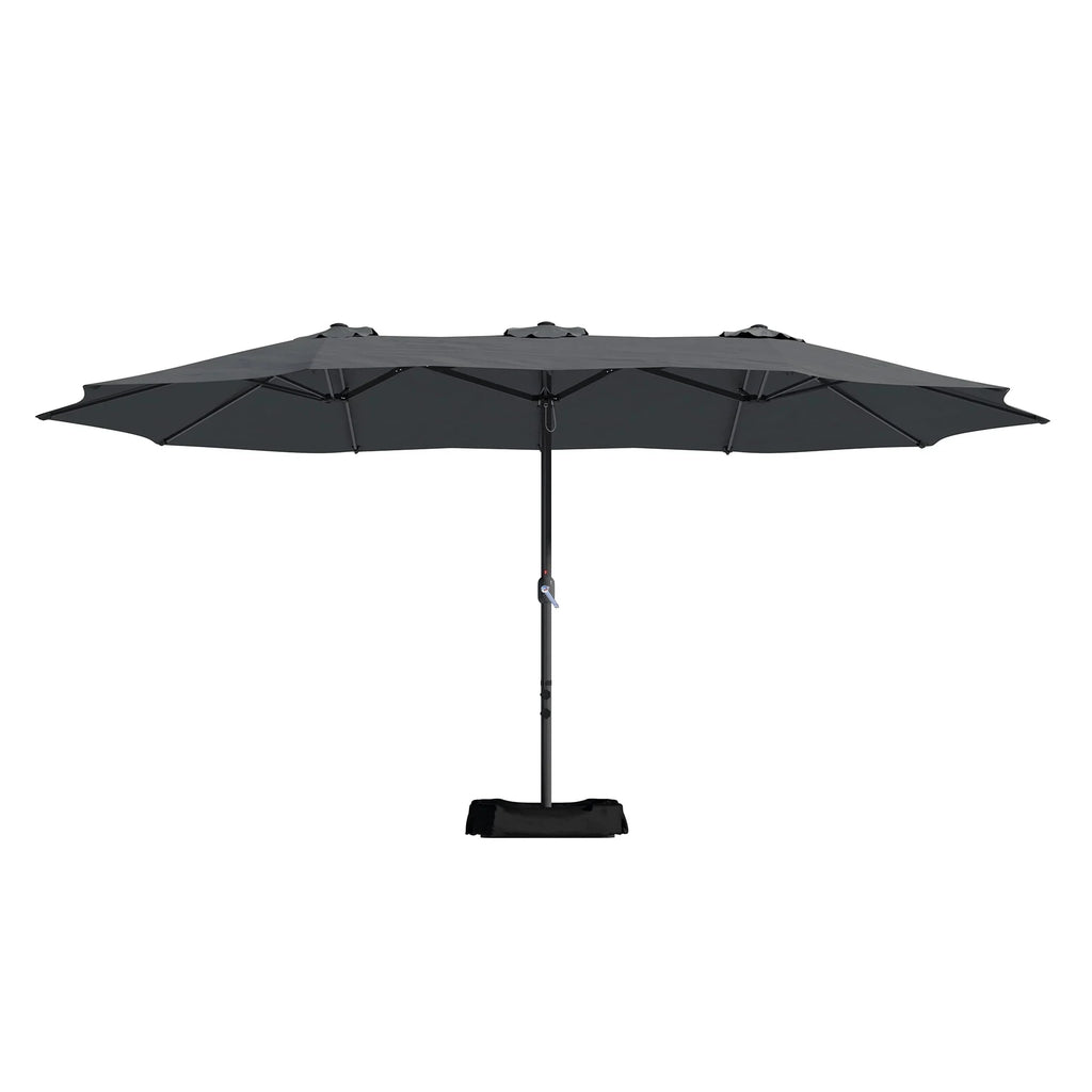 Nouveauté 2026 – Parasol rectangulaire Mondawe 4,57 m (15 pi) avec base et éclairage LED beige