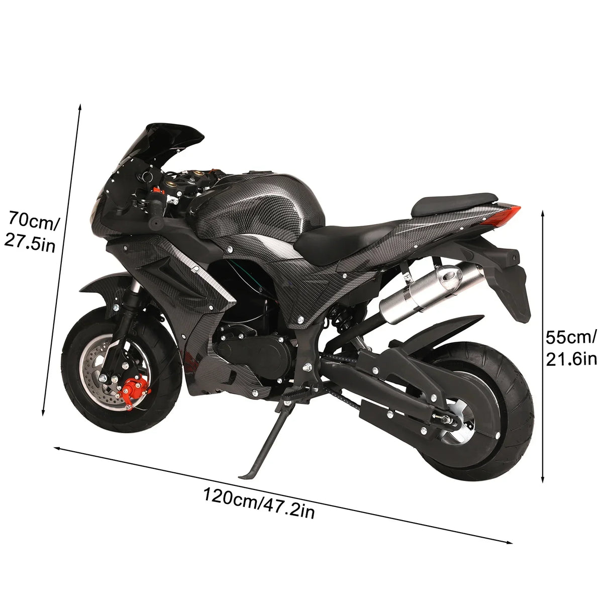 Nouveauté 2026 – Mini moto à essence AQQW 49cc pour adultes et enfants, moteur 4 temps, jouet électrique, charge maximale 200 kg, cadeau idéal pour les enfants
