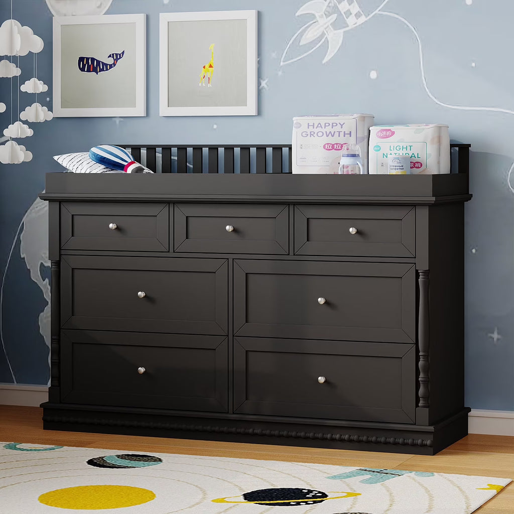 Nouveauté 2026 – Table à langer/commode pour chambre de bébé OXYLIFE , 114 cm (45 po), avec 4 tiroirs et une étagère, blanche
