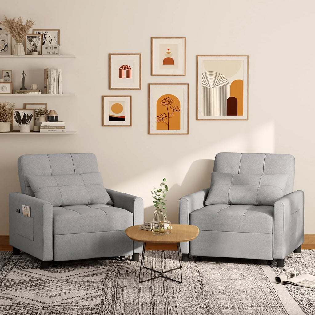 Nouveauté 2026 – Canapé-lit convertible 3 en 1 Lofka avec rangement, dossier réglable et fonction gigogne - Fauteuil-lit idéal pour les petits espaces et les appartements, gris foncé