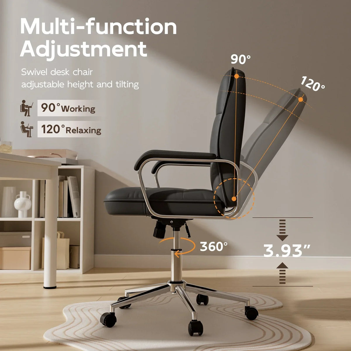 Nouveauté 2026 – Fauteuil de bureau Solfway blanc , fauteuil de bureau pivotant en cuir avec roulettes et accoudoirs rembourrés, fauteuil de direction pour adultes