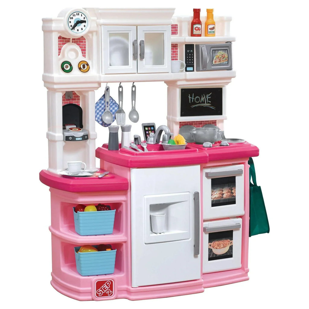 Nouveauté 2026 – Cuisine pour tout-petits Step2 Great Gourmet rose tendre en plastique souple avec ensemble de jeu de 35 pièces