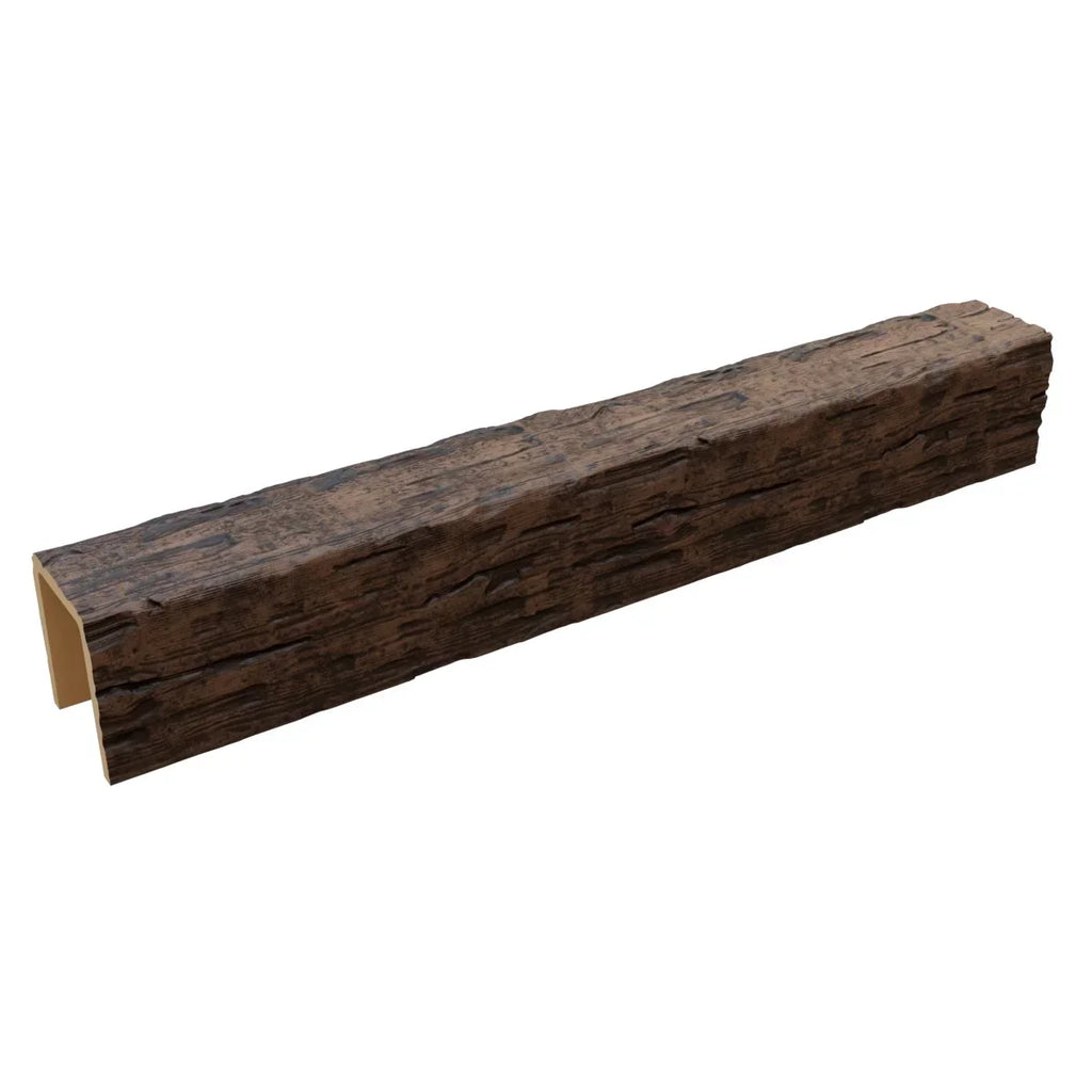 Nouveauté 2026 – Ekena Millwork 3 1/2 po L x 3 1/2 po H x 120 po P 3 côtés (poutre en U) Bois de récupération HeritageTimber Faux bois Poutre de plafond, Brun Kona
