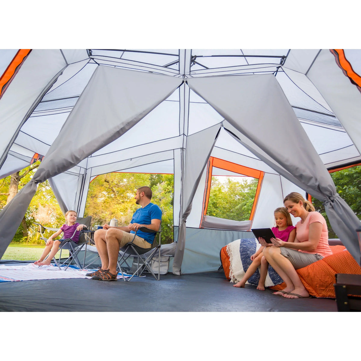 Nouveauté 2026 – Tente cabine instantanée Ozark Trail , 6,10 m x 5,49 m, 12 personnes, 3 pièces, avec moustiquaire, 25,6 kg