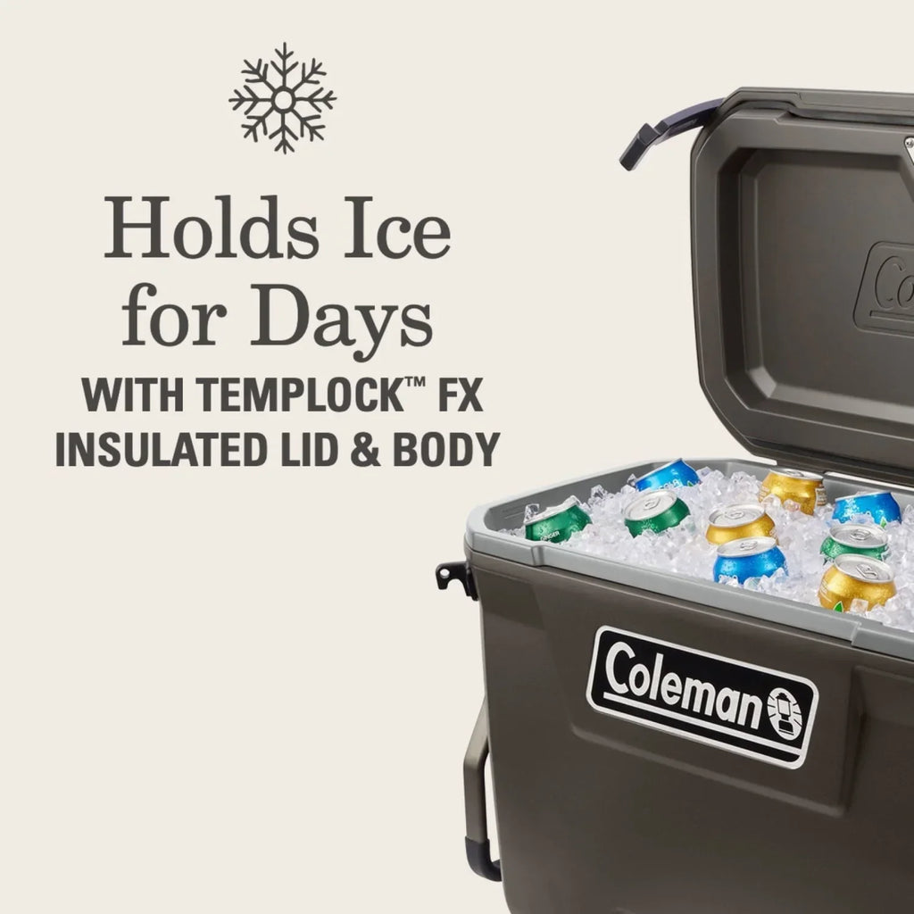 Nouveauté 2026 – Glacière rigide Coleman Convoy Series , 65 pintes (environ 60 litres), avec roulettes, capacité jusqu'à 48 canettes, couleur noyer brun