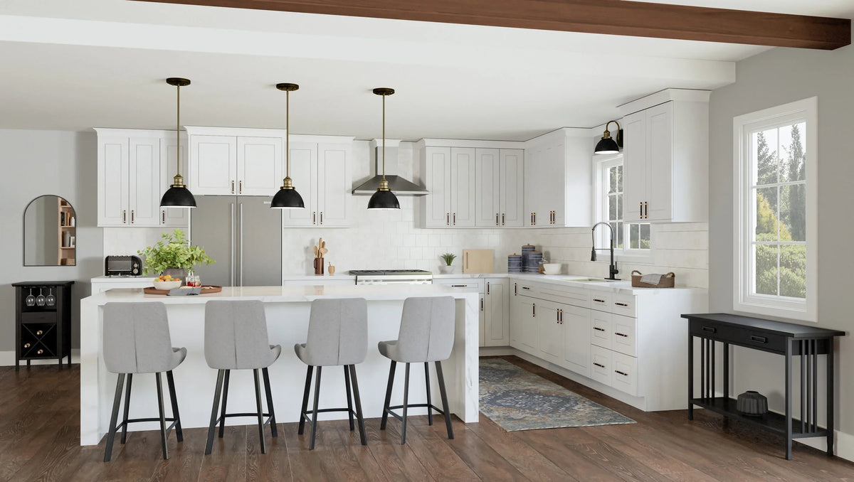 Nouveauté 2026 – Meuble bas de cuisine Design House Brookings , en bois, style Shaker, à 2 portes et 2 tiroirs (48 x 34,5 x 24 po), prêt à assembler, blanc Sherwin Williams