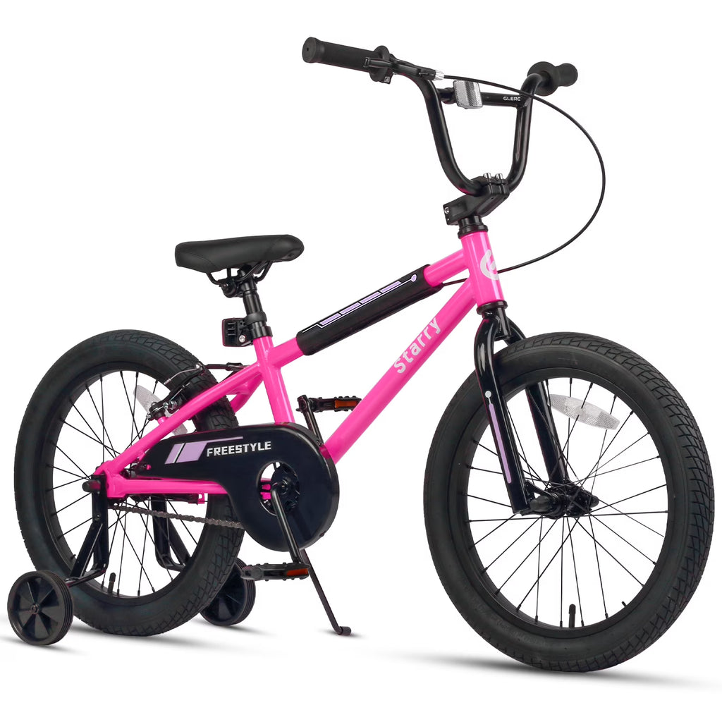 Nouveauté 2026 – Vélo Glerc pour enfants de 3 à 5 ans, style BMX, avec stabilisateurs et frein à rétropédalage, bleu. Convient aux garçons et aux filles de 3 à 5 ans