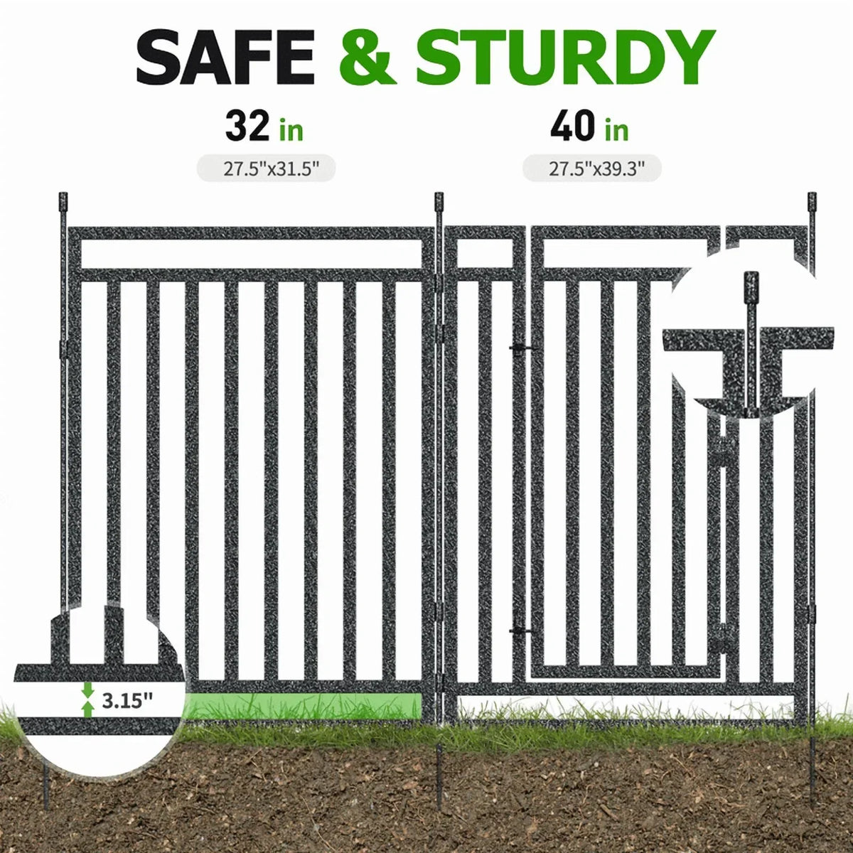 Nouveauté 2026 – Clôture décorative pour jardin Petorldog , 22 m x 1 m, 28 panneaux + 4 portails, clôture métallique anti-creusement pour chiens | Noir et argent