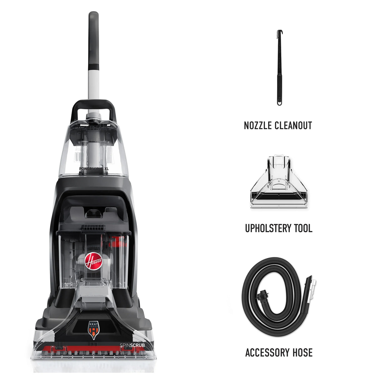 Nouveauté 2026 – Hoover PowerScrub XL, nettoyeur de tapis vertical, shampouineuse pour tapis, moquettes et tissus d'ameublement, séchage rapide, accessoire pour tissus d'ameublement, FH68010