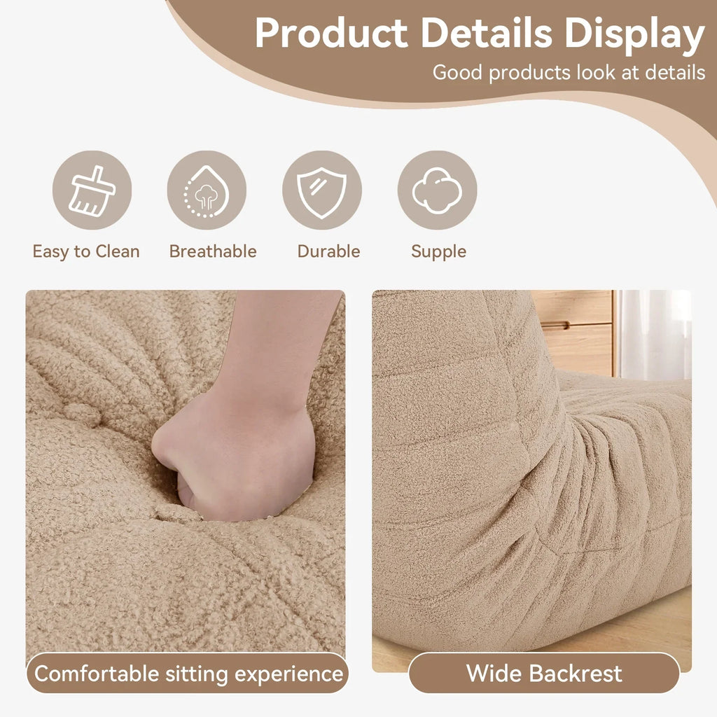 Nouveauté 2026 – Fauteuils poufs VFD pour adultes, pouf avec repose-pieds, canapé lounge confortable en mousse à mémoire de forme, fauteuil de lecture idéal pour la chambre et le salon, canapé de sol relaxant