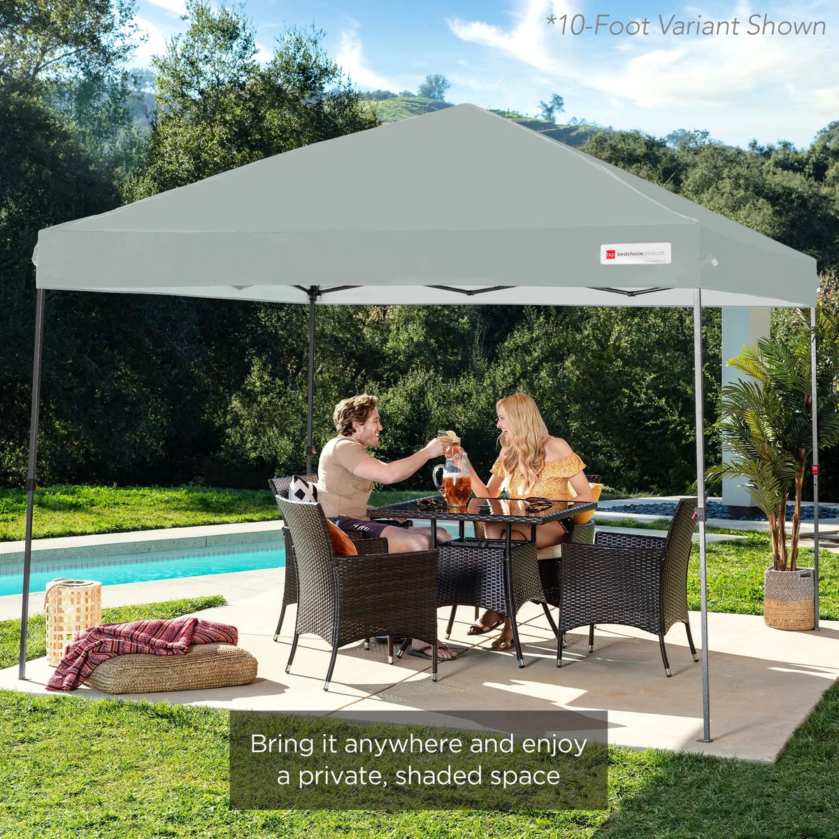 Nouveauté 2026 – Best Choice Products 3,66 m x 3,66 m - Abri pliant facile à monter avec installation en un clic, sac à roulettes et 4 sacs de lestage - Bleu marine