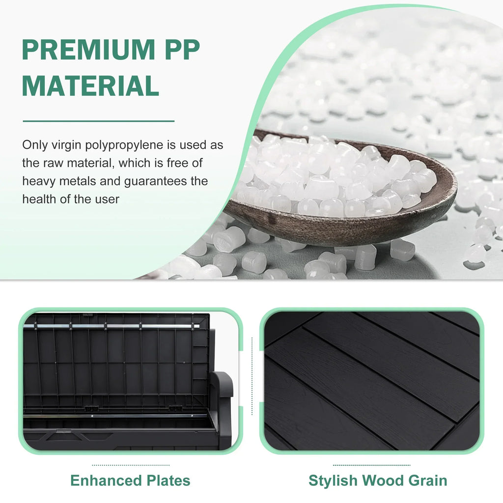 Nouveauté 2026 – Banc de rangement Homall de 80 gallons en plastique, fabriqué en résine durable et résistante aux intempéries, avec compartiment de rangement organisé de type Deckbox, pour patios et pelouses extérieures, noir