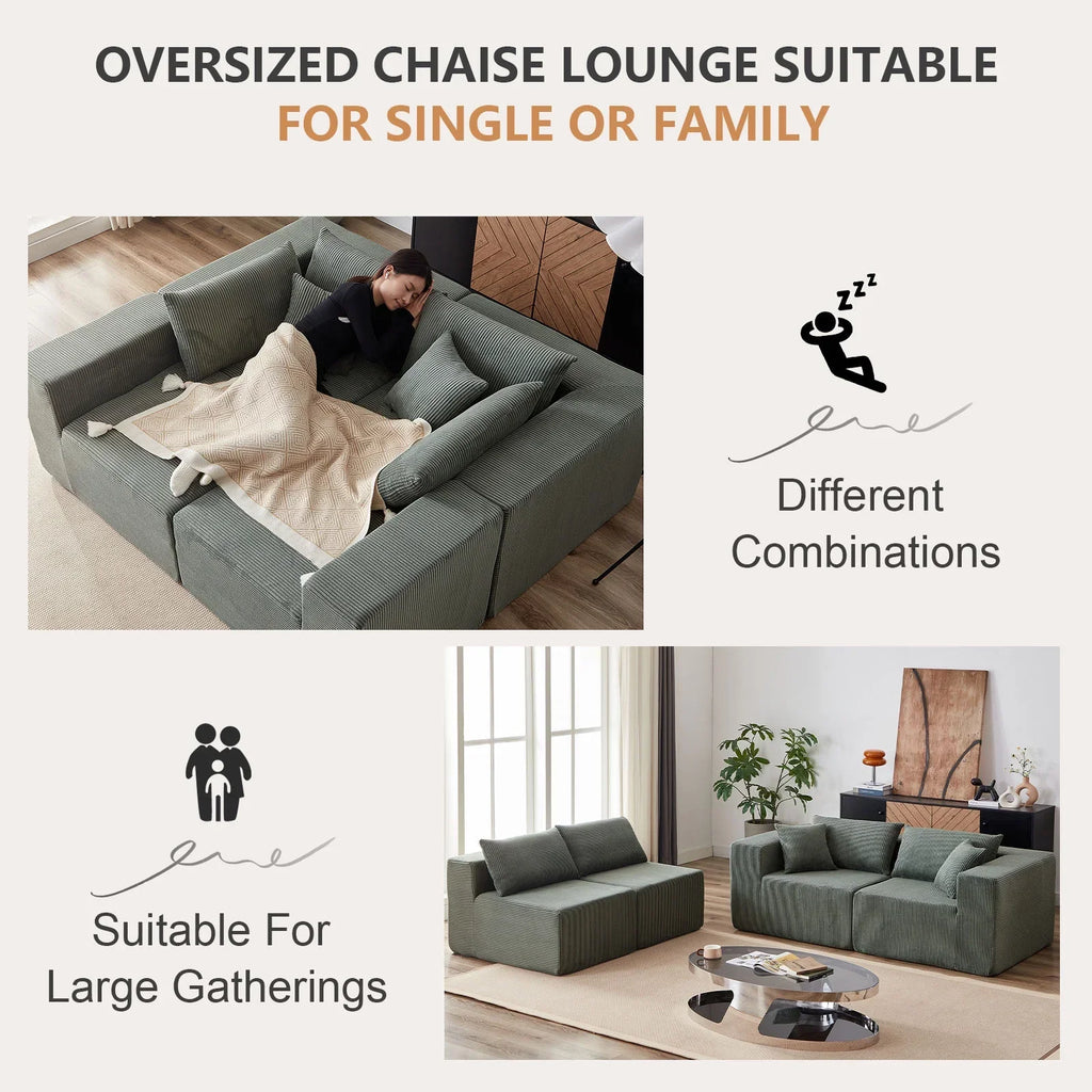 Nouveauté 2026 – Canapé d'angle modulaire en velours côtelé de 264 cm (104 pouces), ensemble de canapés de sol de luxe, mobilier d'intérieur rembourré, canapé compressé en mousse pour salon et chambre, combinaison libre de 4 pièces