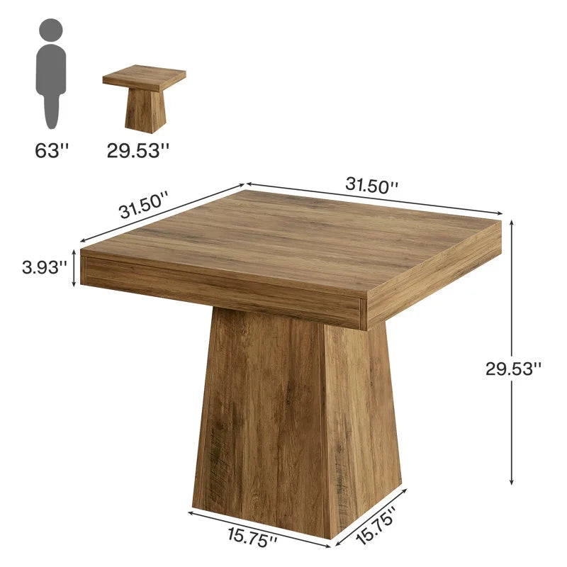 Nouveauté 2026 – Table de salle à manger carrée Tribesigns pour 4 personnes, 80 cm (31,5 pouces), petite table de cuisine avec pied central robuste, style ferme, idéale pour la salle à manger, le salon ou la cuisine, couleur marron vintage