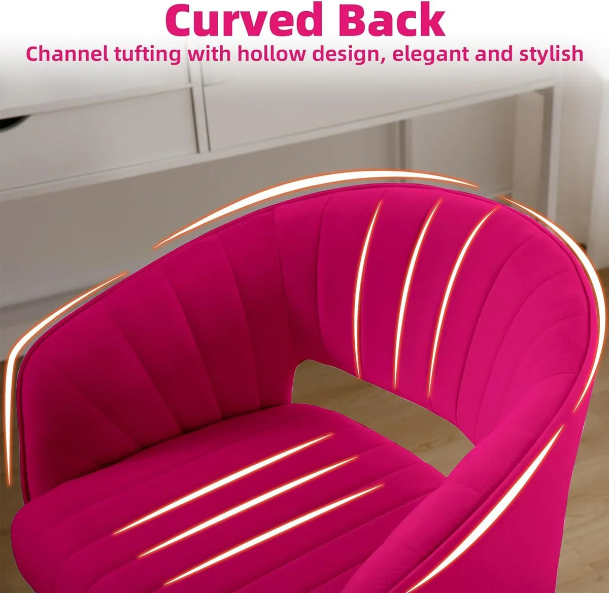Nouveauté 2026 – Chaise de bureau Westice , chaise de travail en velours, chaise pivotante réglable en hauteur avec base dorée, idéale pour coiffeuse, bureau, salon ou salle informatique, beige