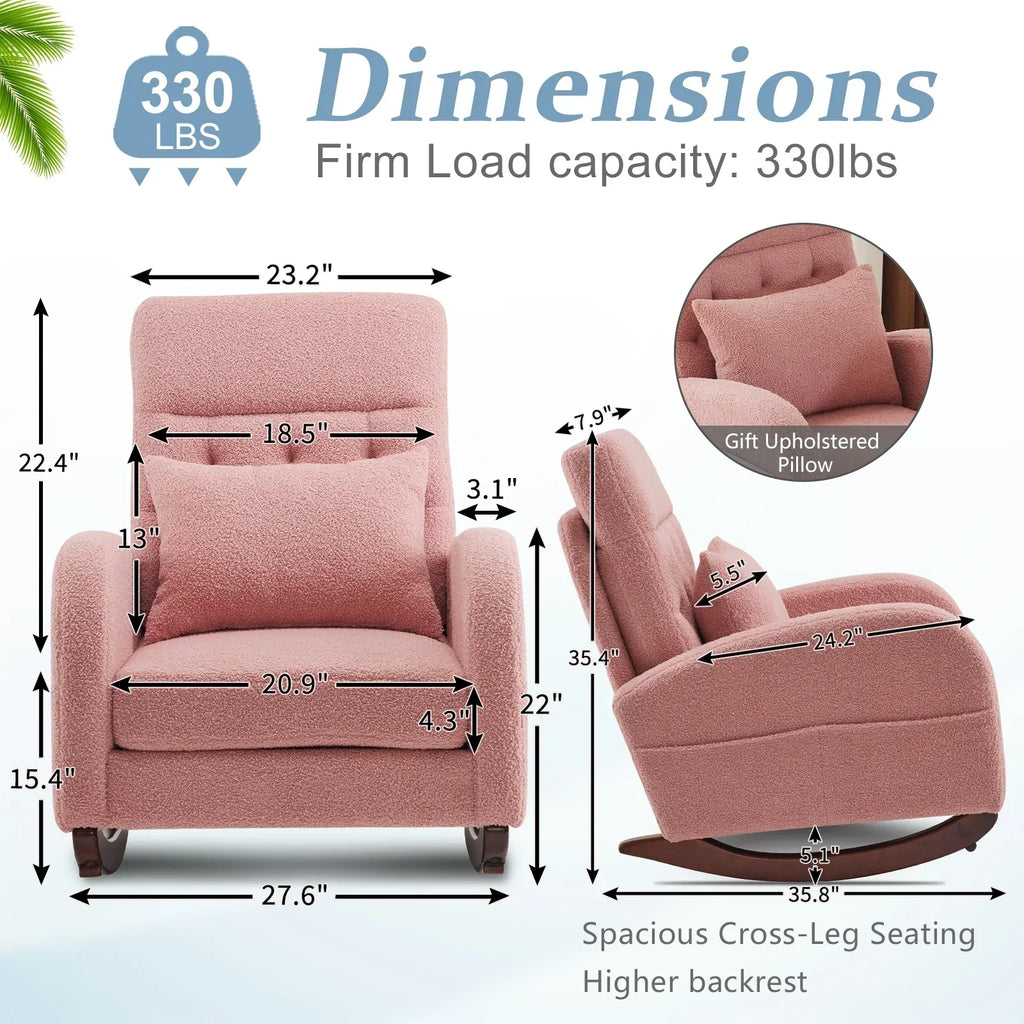 Nouveauté 2026 – Fauteuil à bascule Ktaxon , fauteuil de lecture inclinable, confortable, revêtu de velours peluche, canapé à bascule une place, beige, idéal pour le salon, la chambre d'enfant ou la chambre à coucher